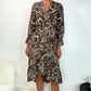 Anne Printed Midi Dress - Blue and Brown