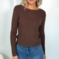 Suzan Long Sleeved Pattern Knit Top - Brown