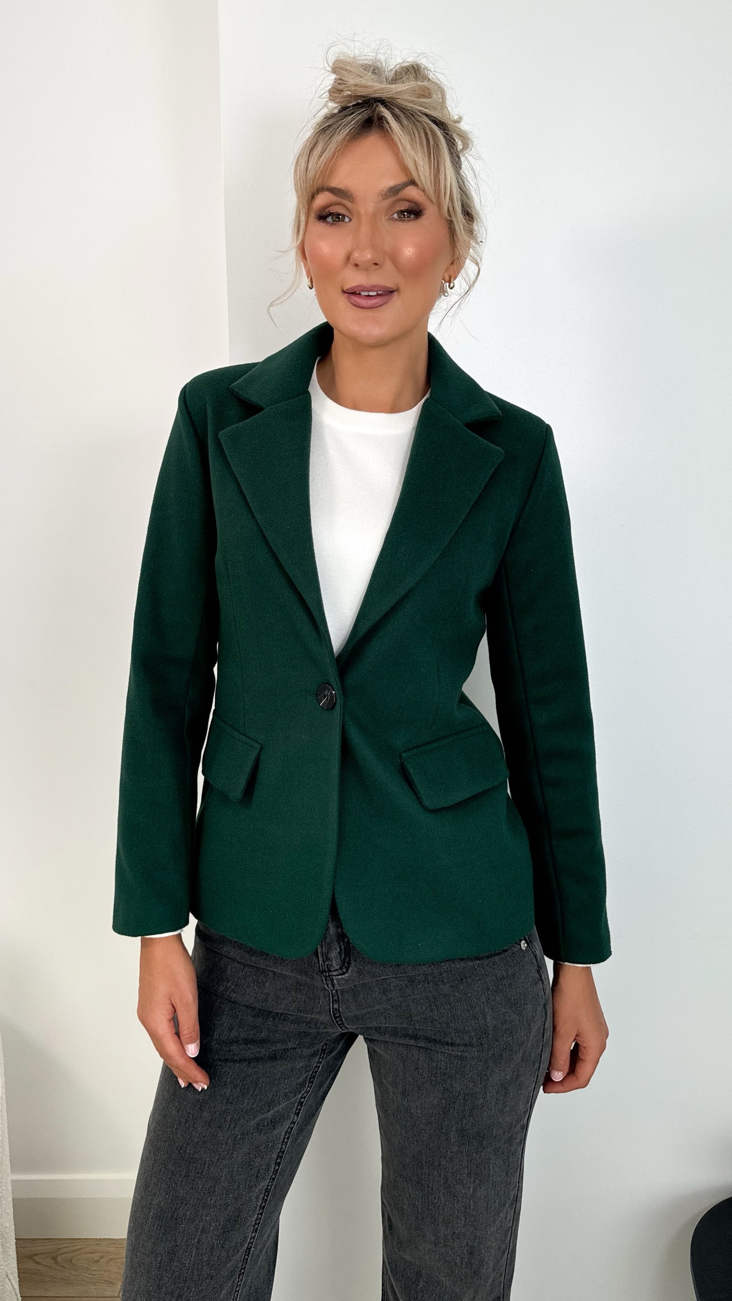 Luna Single Button Coat - Green