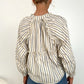 Pamela Striped Button Down Blouse - Beige