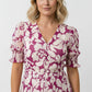 Gina Floral Dress with Button Details - Purple