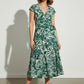 Olivia Floral Shirt Dress - Green and White