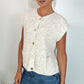 Lunna Sleeveless Button Down Cardigan with Front Pockets - Beige