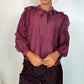 Norah Bowknot Blouse with Ruffle Sleeves - Burgundy
