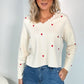 Sofia Heart Print Knit Top - White