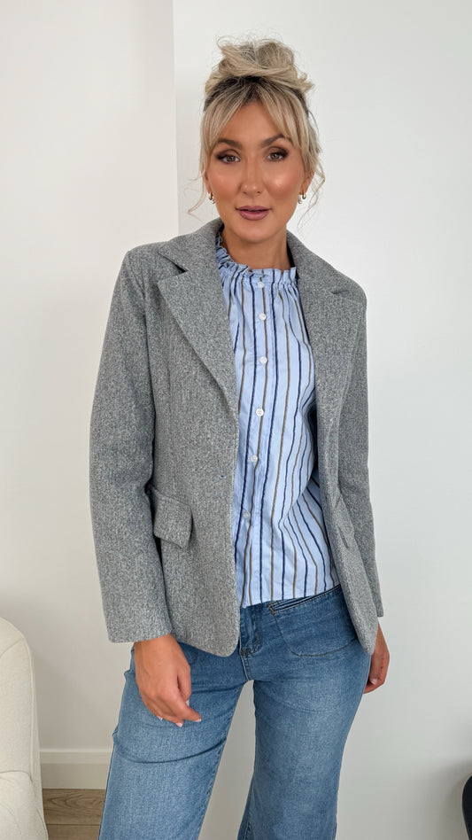 Luna Single Button Coat - Grey