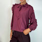 Norah Bowknot Blouse with Ruffle Sleeves - Burgundy