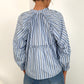 Pamela Striped Button Down Blouse - Blue
