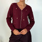 Olivia Heart Print Button Down Cardigan - Burgundy
