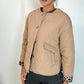 Emily Puffer Jacket with Pockets and Animal Print Details - Beige