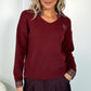 Veronica collar jumper with heart print - Burgundy