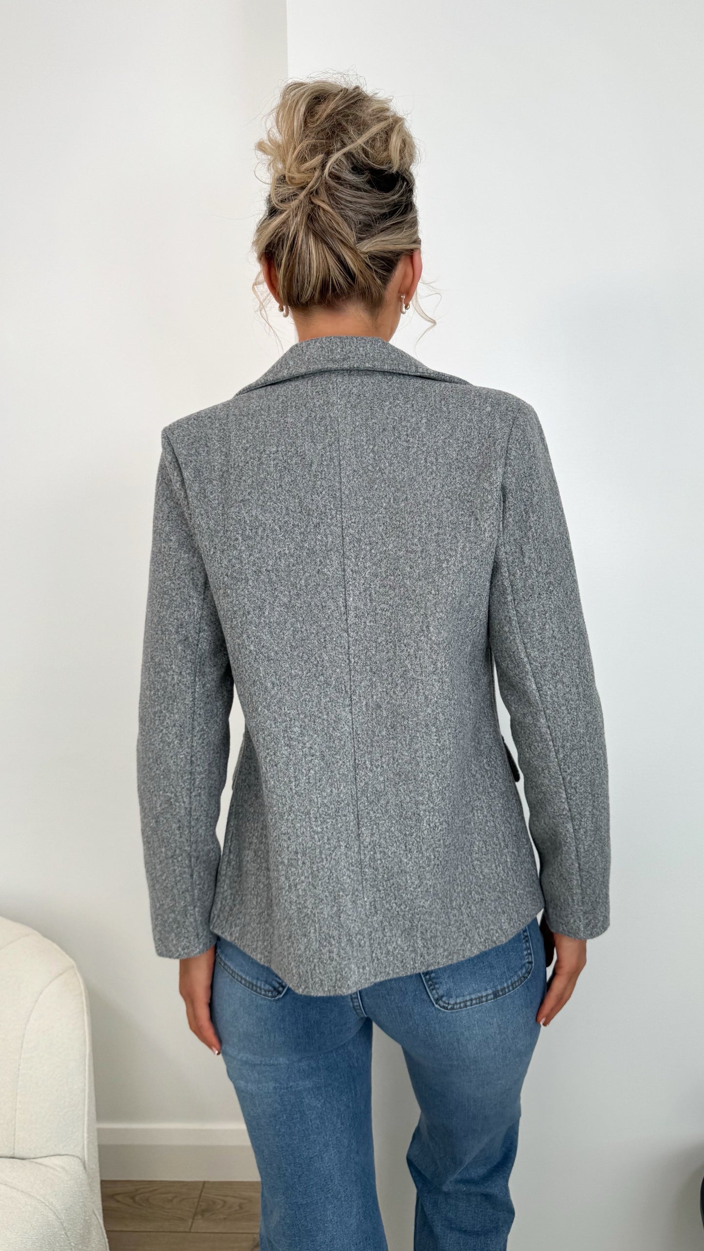 Luna Single Button Coat - Grey