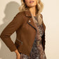 Vivi Light Crop Suede Jacket - Brown