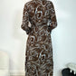 Anne Printed Midi Dress - Blue and Brown