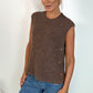 Monica Sleeveless Side Buttons Knit - Brown