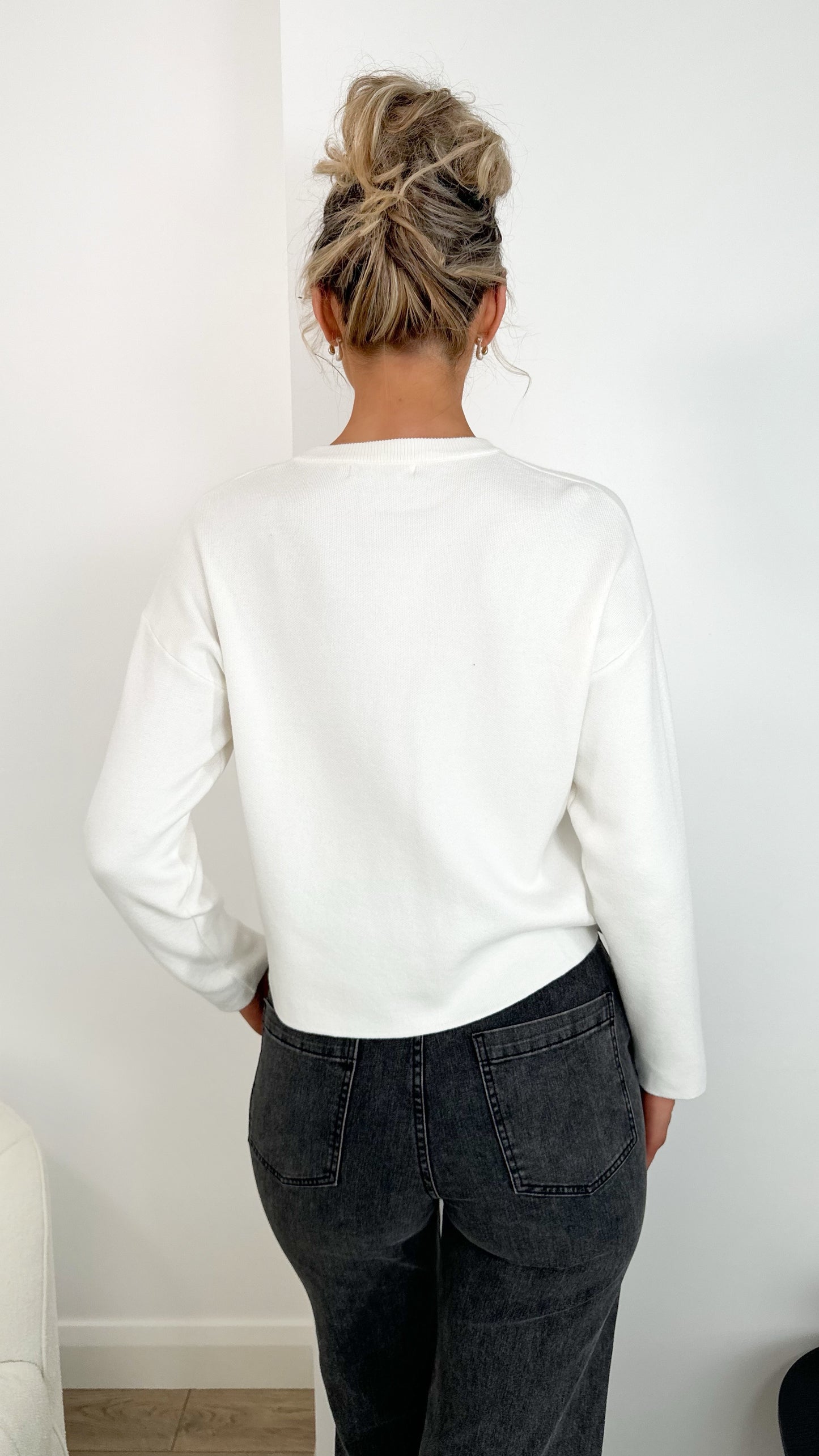 Brenda Heart Detail Long Sleeved Blouse- Ecru