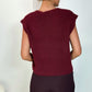 Lunna Sleeveless Button Down Cardigan with Front Pockets - Burgundy