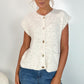 Lunna Sleeveless Button Down Cardigan with Front Pockets - Beige