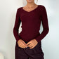 Anne Long Sleeved Pattern Top - Burgundy