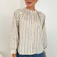 Pamela Striped Button Down Blouse - Beige