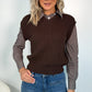 Nicole two-in-one vest and stripped shirt - Brown