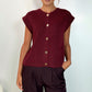 Lunna Sleeveless Button Down Cardigan with Front Pockets - Burgundy
