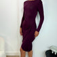 Aoife Long Sleeved Bodycon Dress - Burgundy