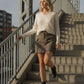 Linda Suede Mini Skirt with Side Pockets - Brown
