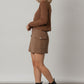 Linda Suede Mini Skirt with Side Pockets - Brown
