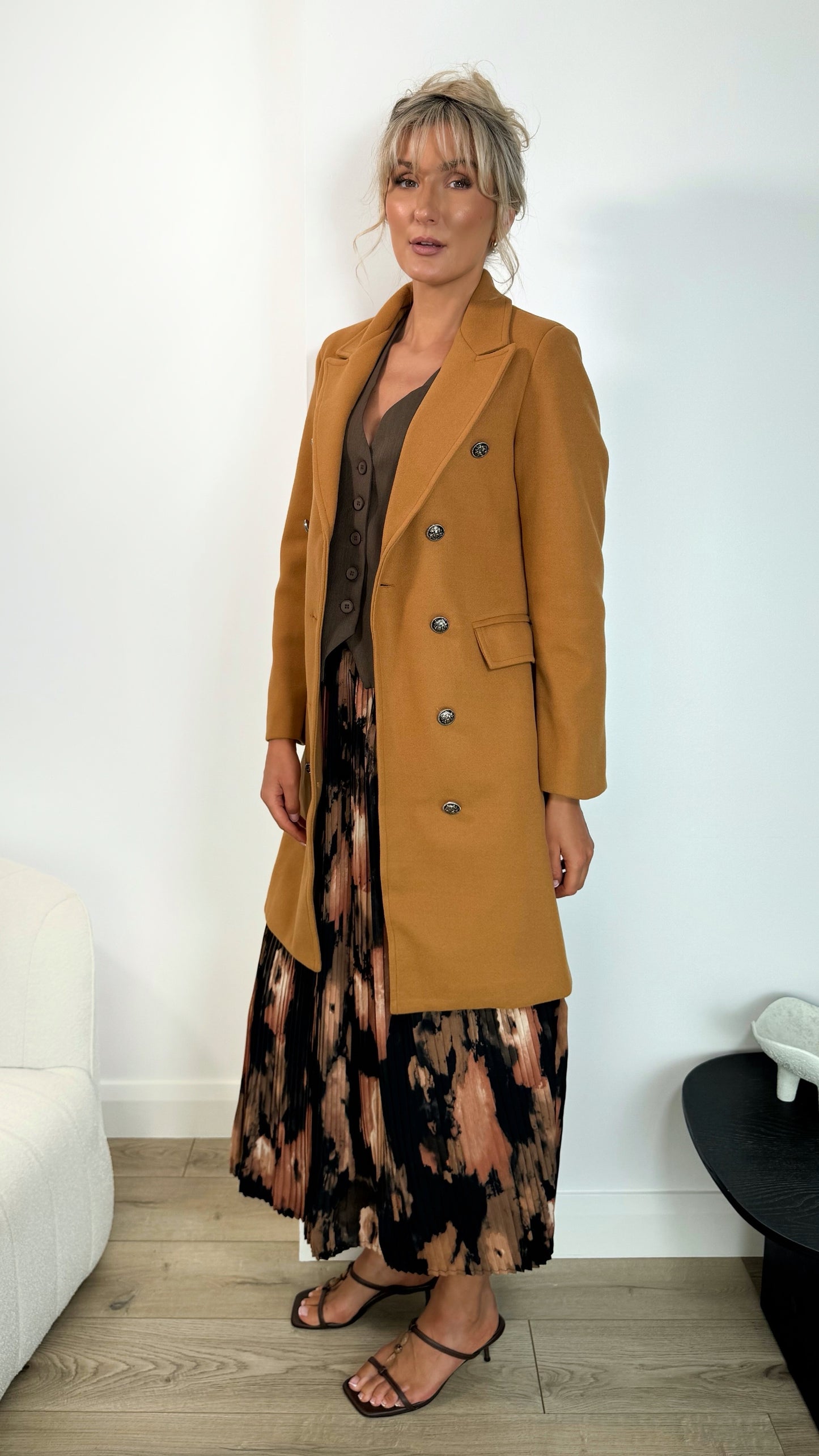 Nicole Button Down Coat - Camel