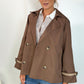 Ciara Button Down Midi Trench Coat - Brown