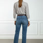 Kelly Front Pocket Flare Denim Trousers - Blue