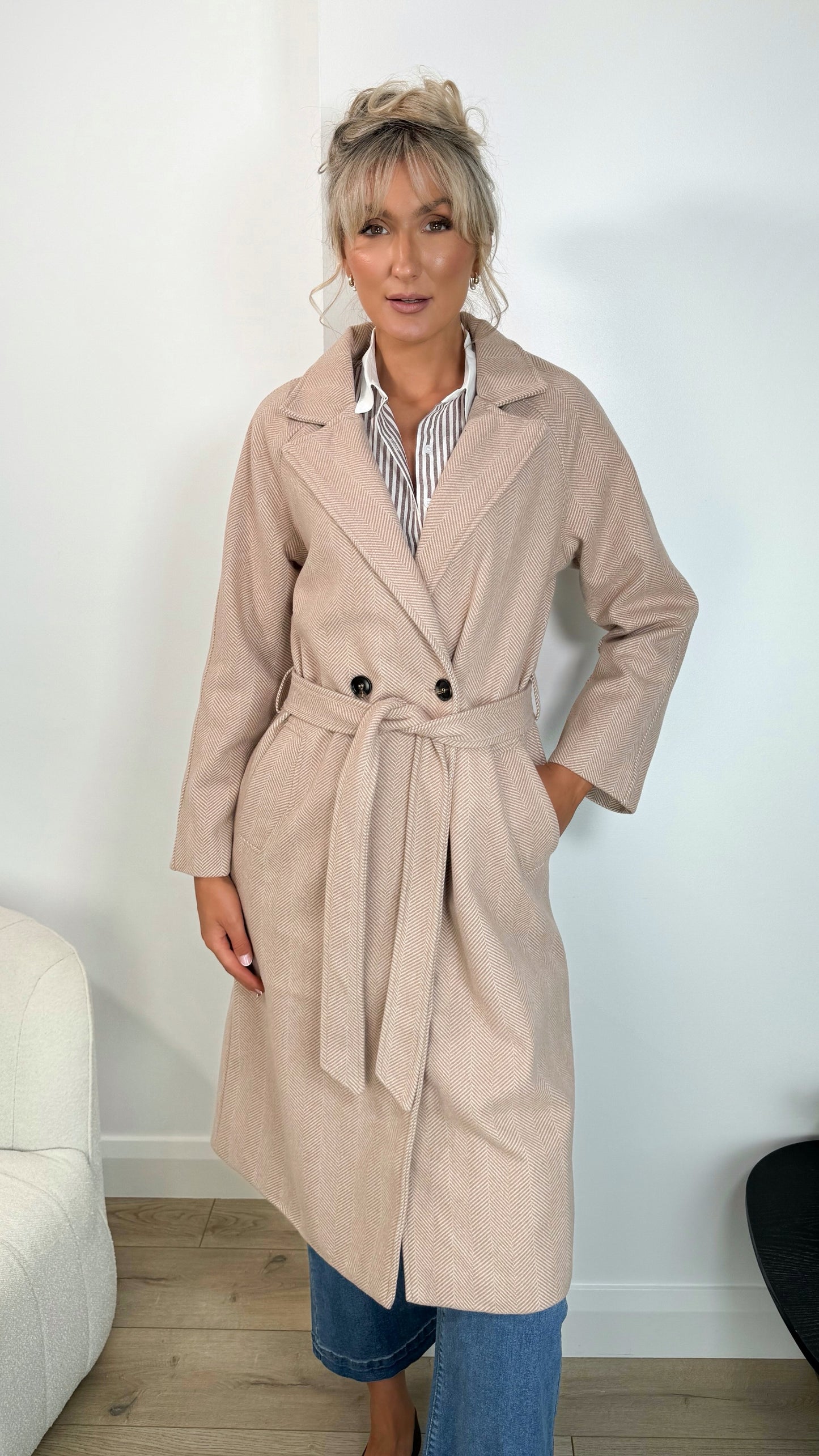Rachel Belted Maxi Coat - Light Camel