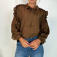 Norah Bowknot Blouse with Ruffle Sleeves - Brown