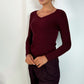 Anne Long Sleeved Pattern Top - Burgundy