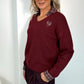 Veronica collar jumper with heart print - Burgundy