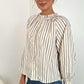 Pamela Striped Button Down Blouse - Beige