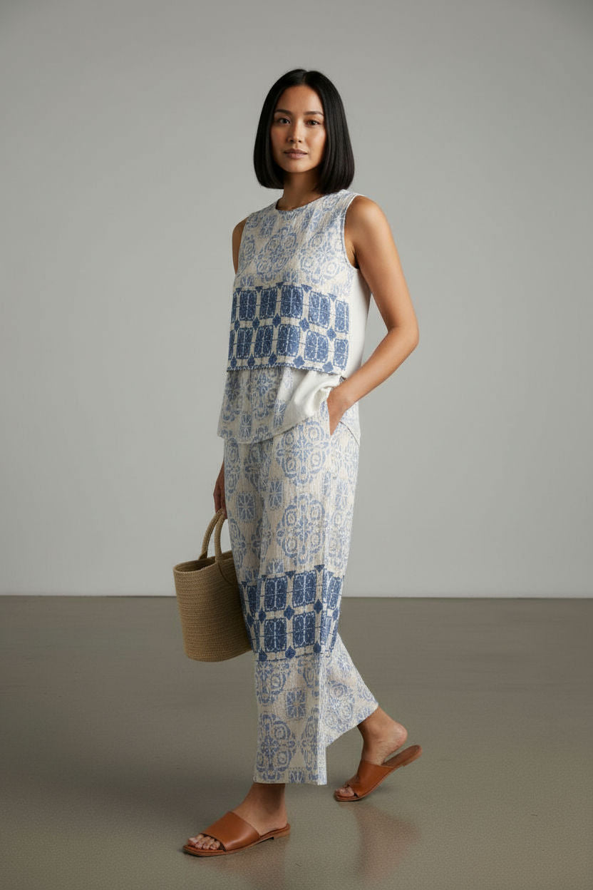 Joyce Printed Summer Set - Blue