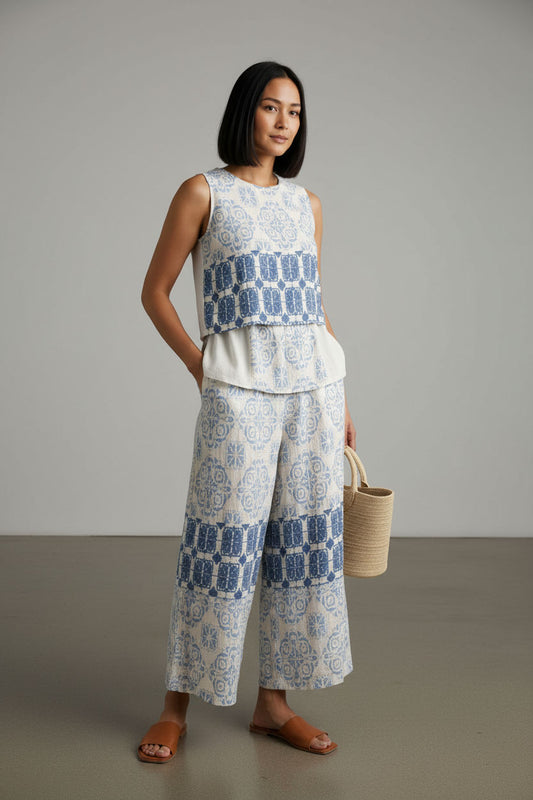 Joyce Printed Summer Set - Blue