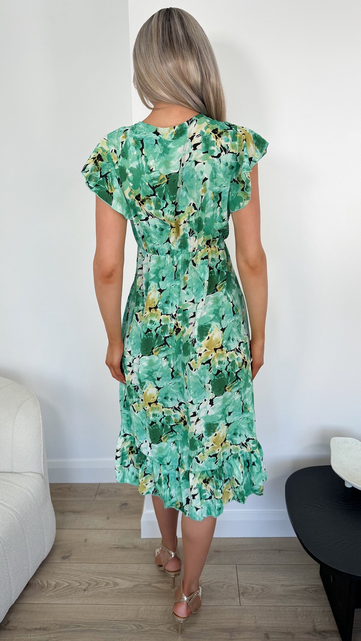 Anna Floral Wrap Dress - Green