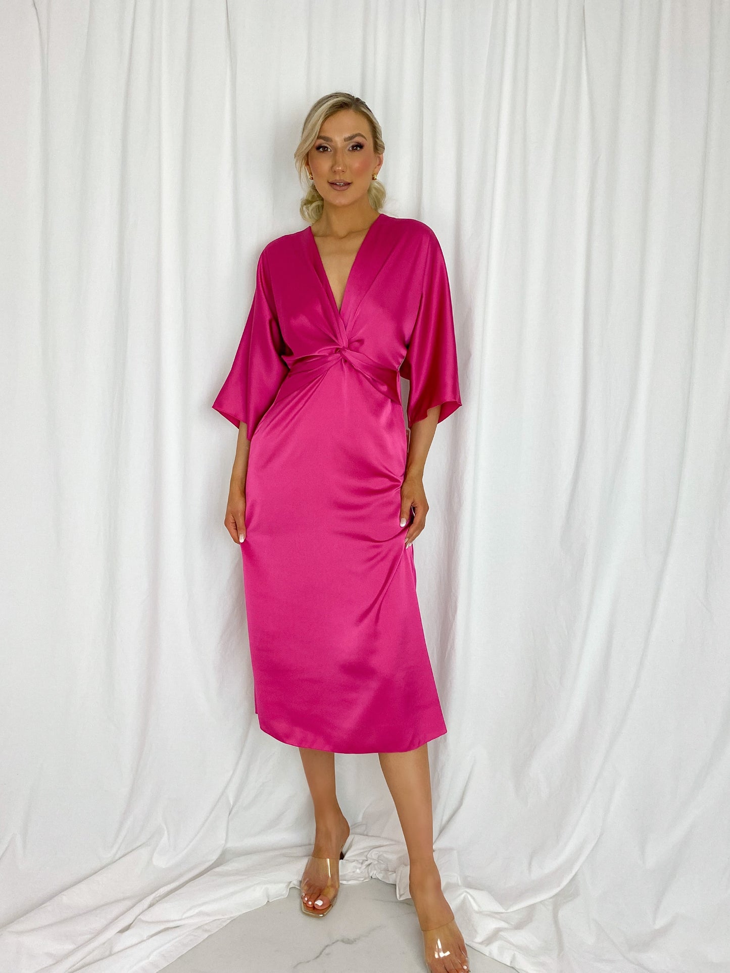 Dorah Satin Maxi Dress - Fuchsia