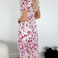Gina Floral Dress with Button Details - Purple