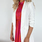 Annie Longline Blazer with Ruched Sleeves - White
