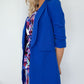Anne Longline Blazer with Ruched Sleeves - Cobalt