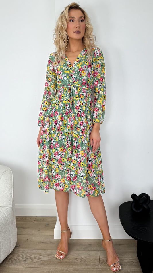 Mary Floral Print Dress - Green