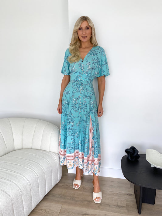 Amara Printed Maxi Buttoned Dress