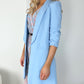 Annie Longline Blazer with Ruched Sleeves - Light Blue