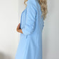 Anne Longline Blazer with Ruched Sleeves - Light Blue