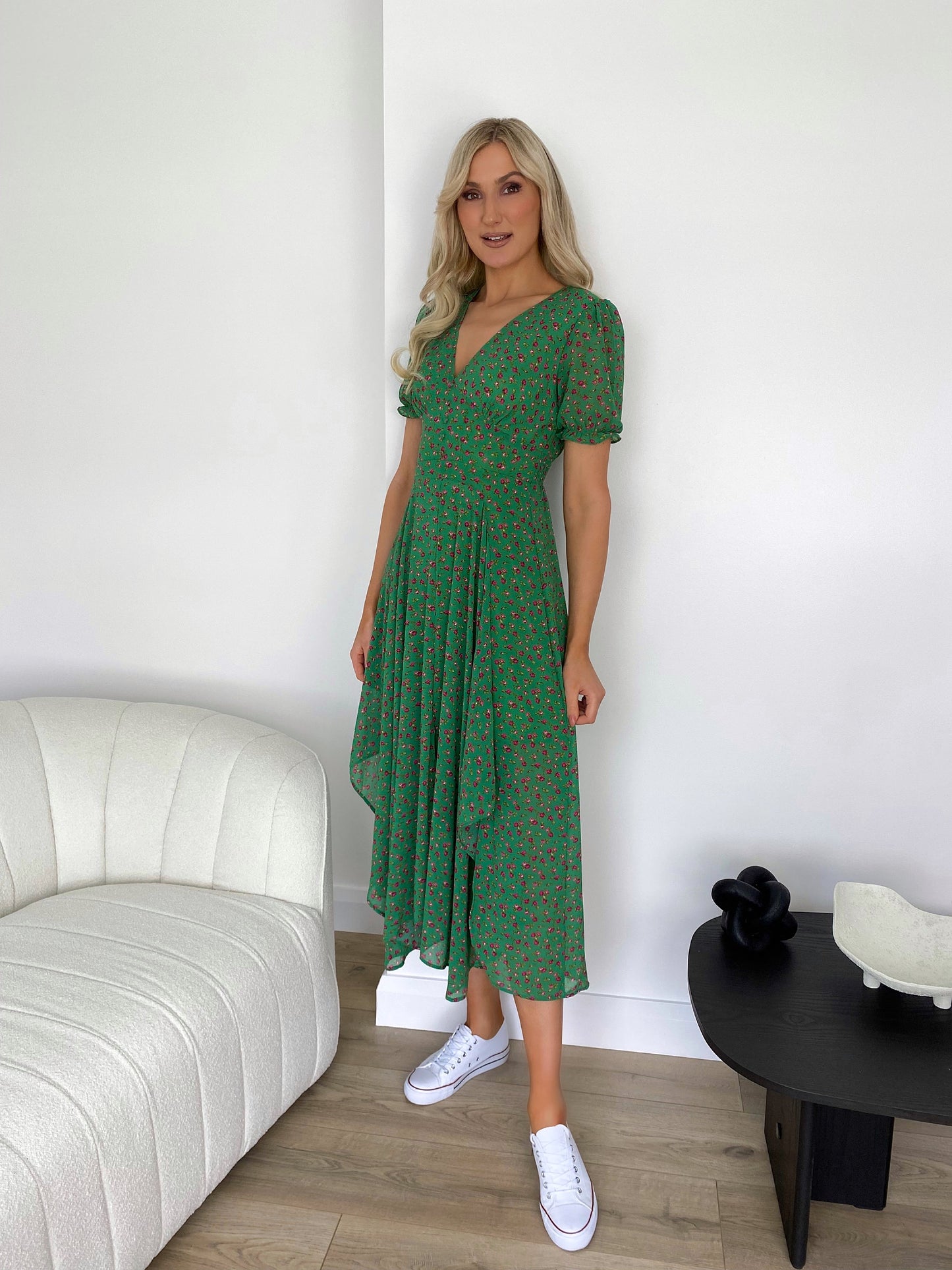 Valerie Floral Midi Dress - Green