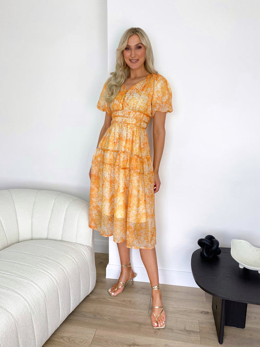 Michaella Printed Dress - Yellow